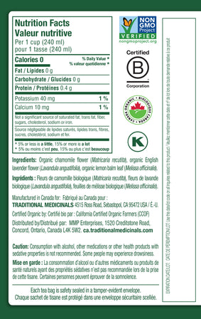 Tisane biologique à la camomille et à la lavande