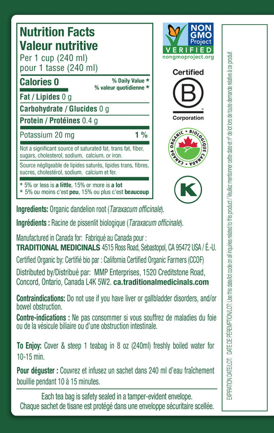 Tisane biologique à la racine de pissenlit torréfiée