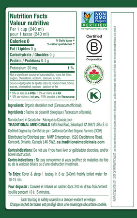 Tisane biologique à la racine de pissenlit torréfiée