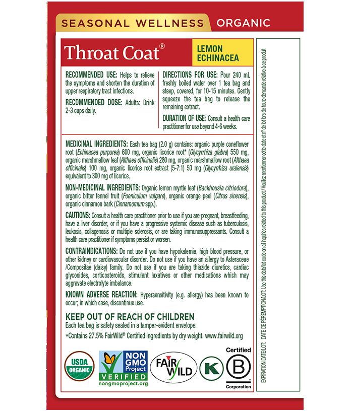 Tisane biologique Throat Coat® à l’échinacée et au citron View 2