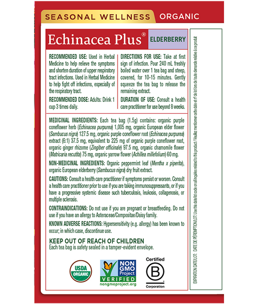 Tisane biologique Echinacea Plus® aux baies de sureau