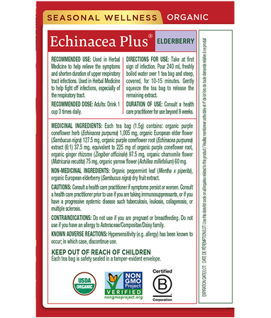 Tisane biologique Echinacea Plus® aux baies de sureau