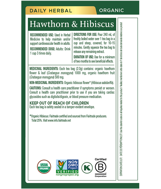 Tisane biologique à l’aubépine et à l’hibiscus