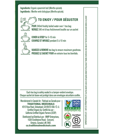 Tisane biologique à la menthe verte